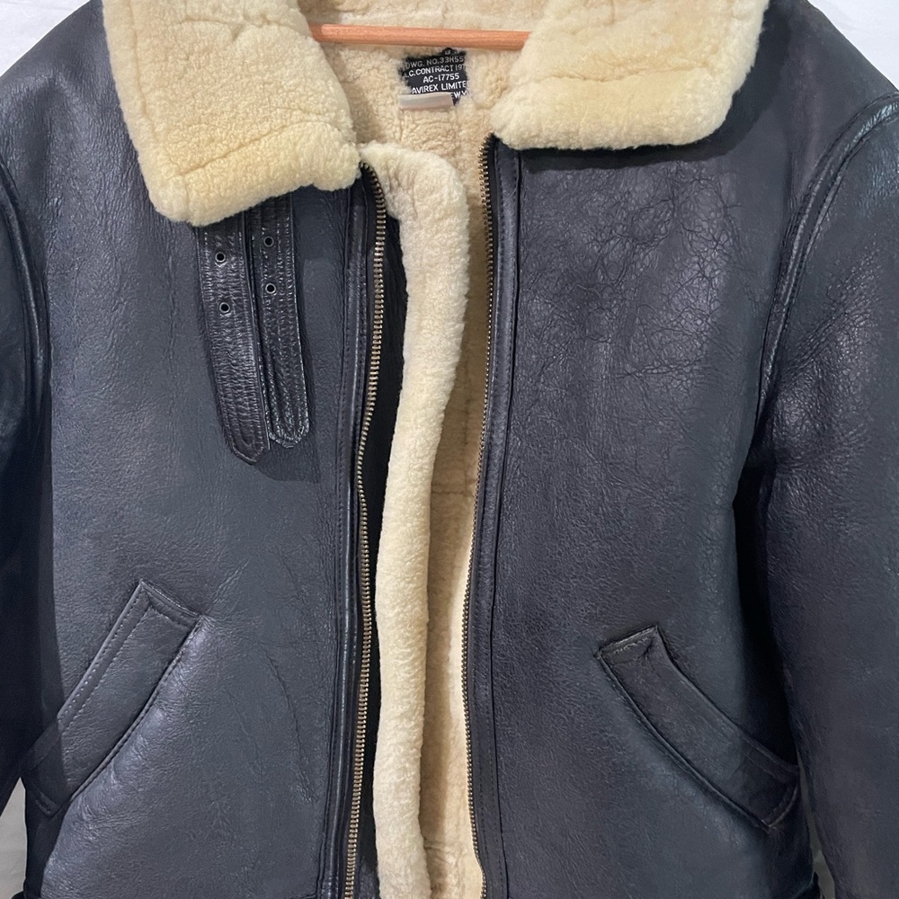 Avirex Limited Type B-3 Flight Mouton Leather Bomber Jacket Size 42